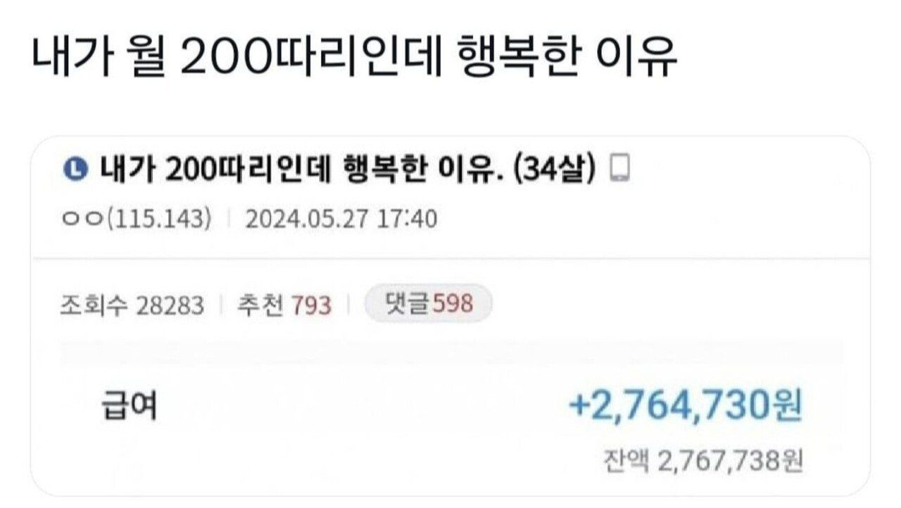 월급 200따리인 디시인이 행복한 이유