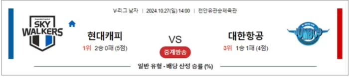 10월 27일 KOVO남 현대캐피 대한항공