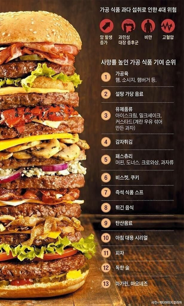사망률 높은 식품 순위-한번 보고 무시하고 가세요